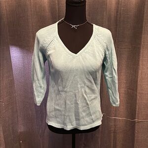 Neiman Marcus Light Blue V-Neck Sweater